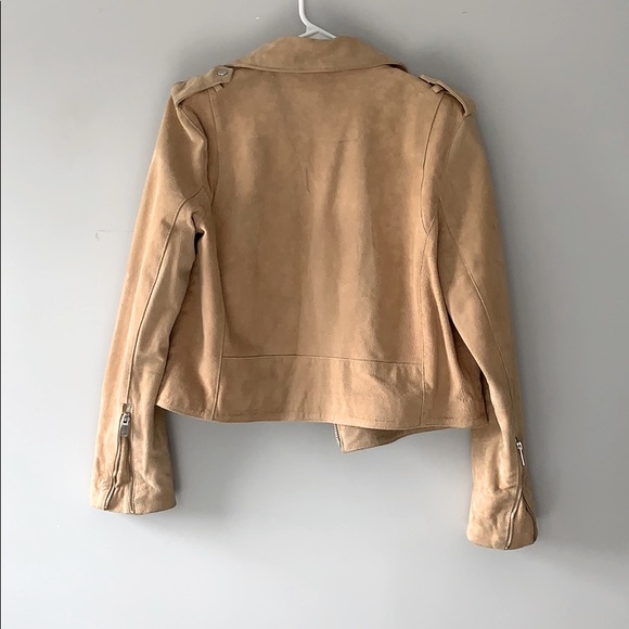 Mango Beige Suede Moto Jacket - Picture 2 of 4